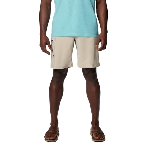 Columbia PFG Terminal Tackle II Athletic Shorts for Men, Omni-SHADE UPF 50 Sun Protection, Omni-SHIELD Repellency, Ancient Fossil & Carbon, 40 in Waist, 10 in Inseam, 209621