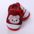 thumbnail image 4 of Modisza Baby Walking Shoes Infant Barefoot Slip on Sneakers Cartoon Bear Hook and Loops Indoor Shoe Little Kid Casual Sneaker Red Size 3.5, 4 of 6