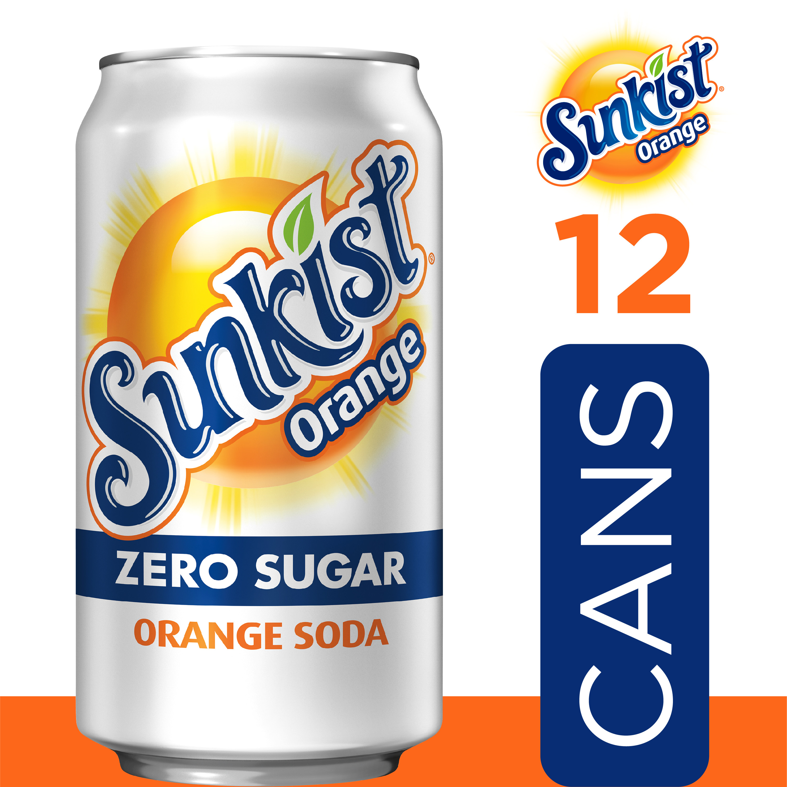 Sunkist Zero Sugar Orange Soda Pop, 12 fl oz, 12 Pack Cans - image 3 of 13
