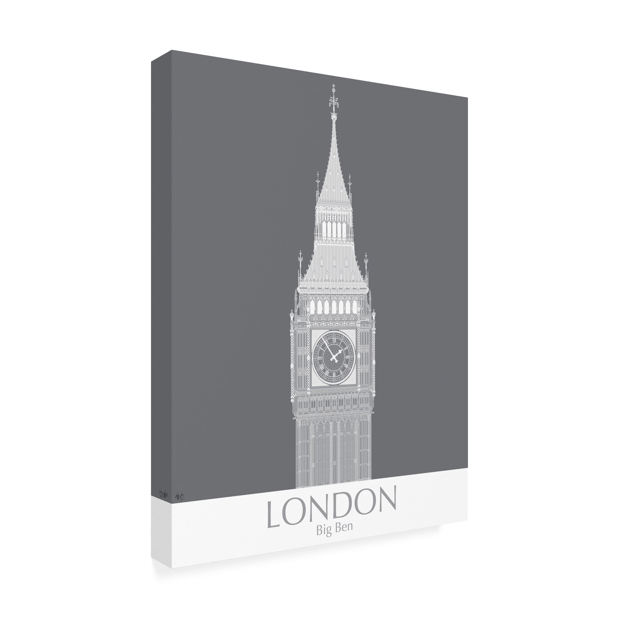 Trademark Fine Art 'London Big Ben Monochrome' Canvas Art by Fab Funky