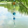 thumbnail image 4 of FONMY Butterfly Gazing Ball Spiral Tail Wind Spinner Tree Hanging Ornament Outdoor Garden Decor. Sun Catcher Rainbow maker Silver Spiral  Yard Decor W/K9 Crystal Ball-19.5 inch Height, 4 of 7