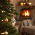 thumbnail image 4 of 2026 Christmas Indoor Home Decor Christmas Ornaments 5 Pack 7 5cm Shiny Electroplated Snow Frosted Pinecone Baubles, 4 of 7