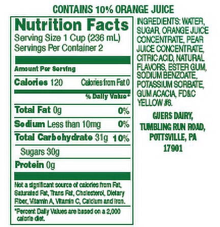Guers Tumbling Run Dairy Orange Drink, 16 Fl. Oz.