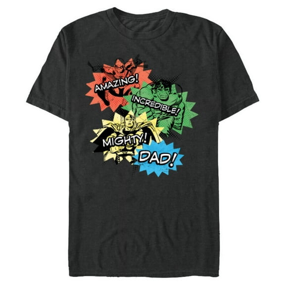 Marvel Super Hero Amazing Incredible Mighty Dad - Short Sleeve Blended T-Shirt for Adults - Customized-Dark Heather