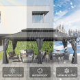 thumbnail image 3 of TOTAL Ourdoor 20ft×14ft Hardtop Gazebo,Aluminum Frame Canopy Galvanized Steel with Double Roof,Curtain & Netting for Patio Deck Backyard, Gray, 3 of 9
