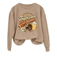 thumbnail image 6 of YVNAURA Game Day Football Sweatshirt for Women Funny Letter Graphic Print Long Sleeve Crewneck Pullover Casual Fan Tops for Touchdown Season Stadium Wear, Khaki,XL, 6 of 6