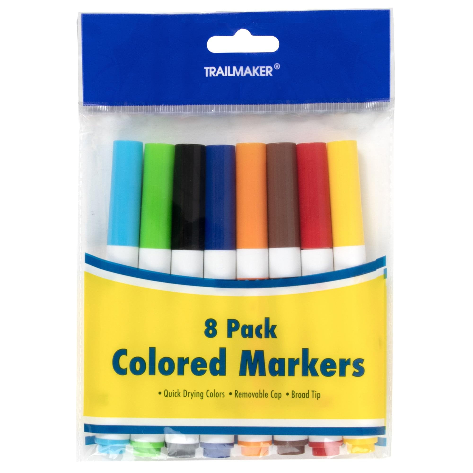 100 Pack of Bulk Wholesale Broad Line Washable Coloring Markers Containing 8 Markers Each Pack in Multiple Colors Total 800 Markers Total