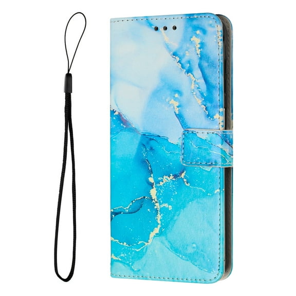 Allytechgroup Moto G Stylus 5G 2025 Wallet Case with Card Holder, Magnetic Closure, Kickstand, Soft TPU Inner Shell, Colorful Marble PU Leather Flip Folio Cover with Wrist Strap Full Body Shockproof