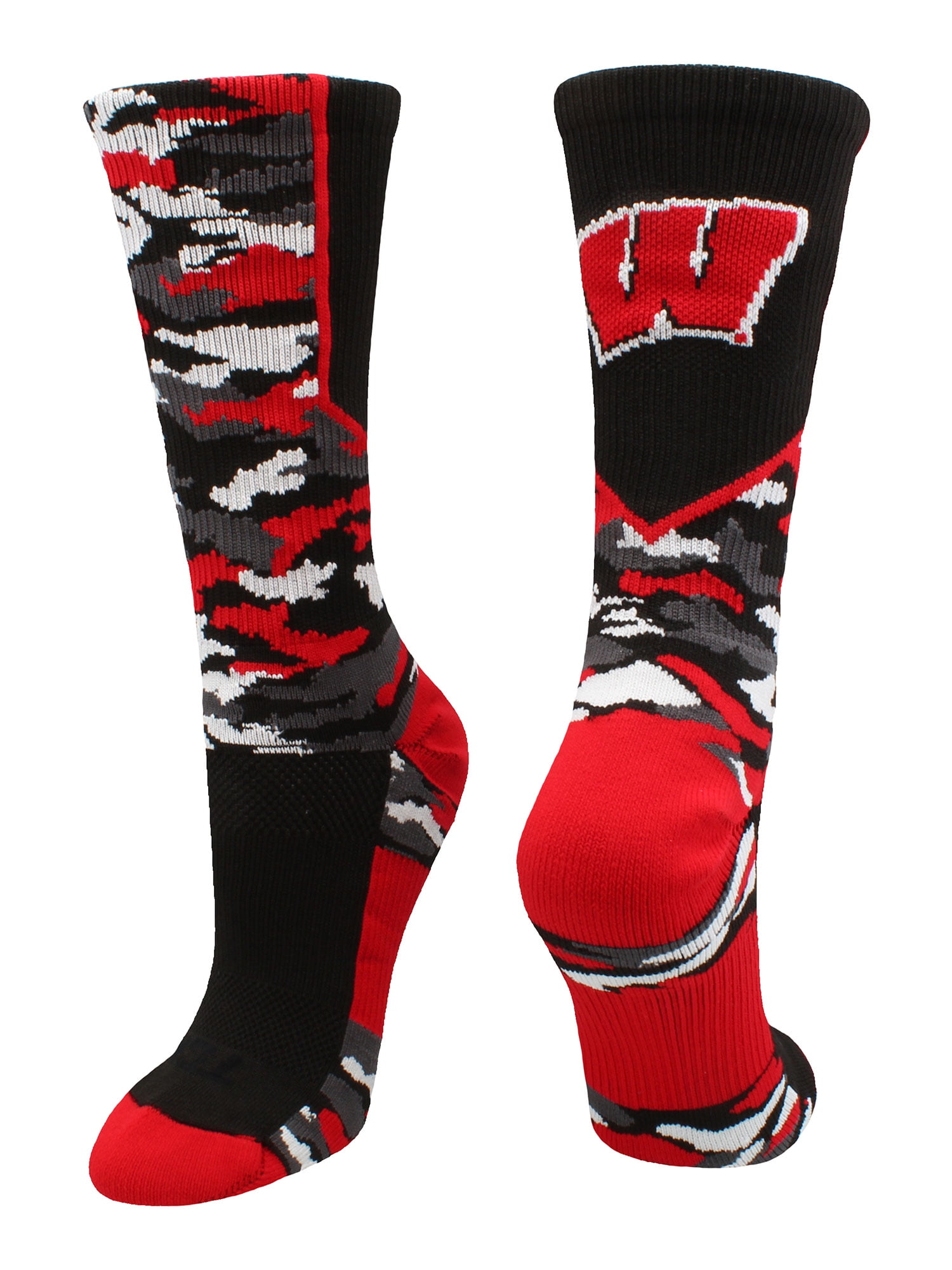 TCK Wisconsin Badgers Socks Woodland Camo Crew Sports & Outdoors ...