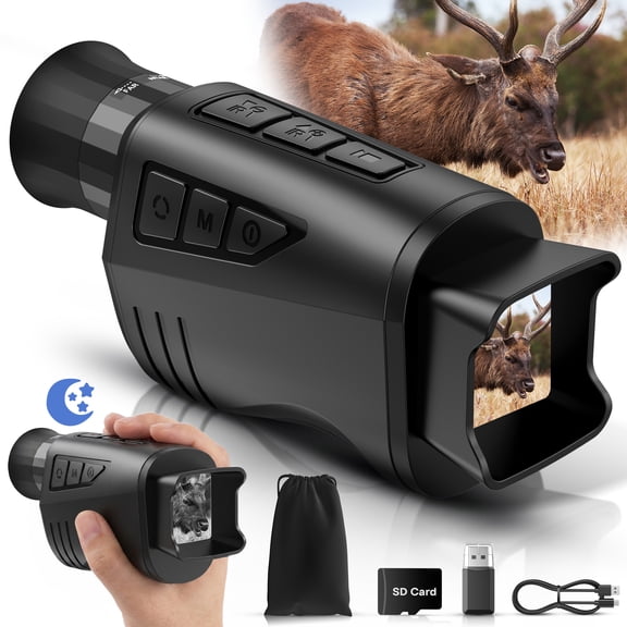 BNISE Night Vision Monocular for Adults and Kids, Night Vision Scope for 100% Darkness 16X Zoom  Infrared Monocular Telescope for Camping, Wildlife Observation