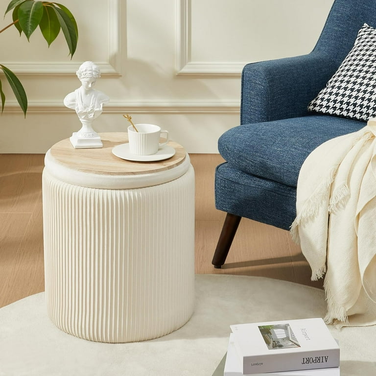 marchingpin Round Ottoman with Storage Set of 2, Upholstered