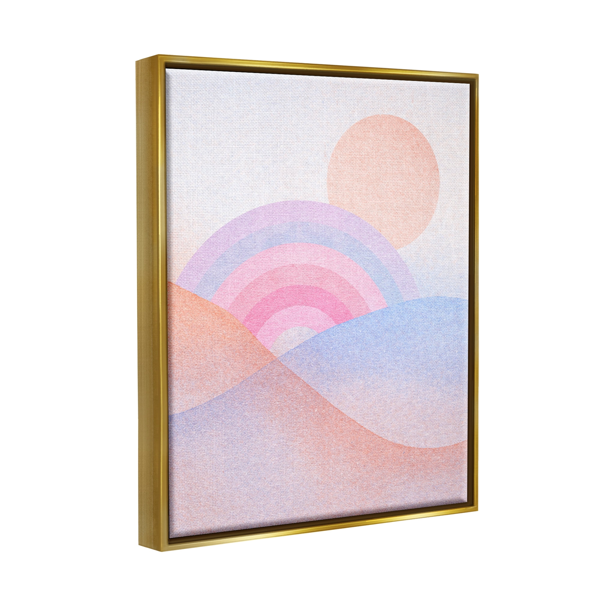 Stupell Industries Rainbow Hills Landscape Blue Ombre Landscape Painting Gold Floater Framed Art Print Wall Art