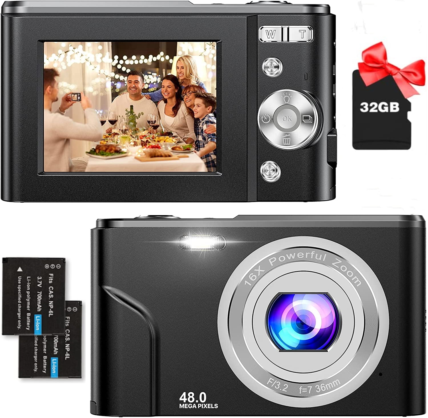 Zostuic Kids Digital Camera, FHD 1080P 48MP 16X Digital Zoom, Compact