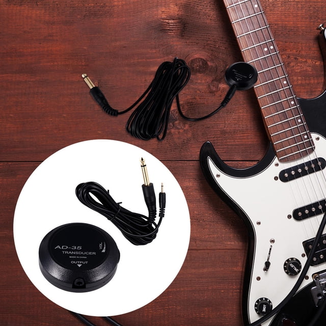 ADDHAT Pickup Para Guitarra Acústica Sin Agujeros Negro Con Transductor Piezo Y Volumen Regulable Adhesivo