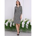 thumbnail image 3 of DARING DIVA 3/4 Sleeve Collared Vintage Tweed Midi Dress XL Black, 3 of 5