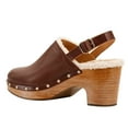 thumbnail image 4 of FSJ Women Closed Round Toe Clogs Fur Lining Rivets Wooden Chunky Mid Heel Slingback Mules with Studs Comfortable Shoes Size 4 Brown, 4 of 4