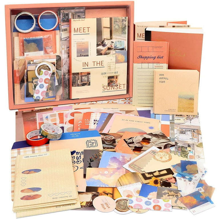 Aesthetic Scrapbook Kit Vintage Junk Journal Kit with Journaling  /Scrapbooking Supplies Retro DIY Scrapbook Paper