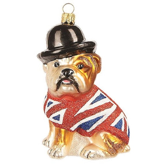 English Bulldog Polish Glass Christmas Tree Ornament Dog England Union Jack