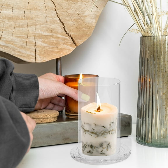 TABLZONE Transparent Glass Dome Candle Holder for Home Decor, Table Centerpiece, and Elegant Accessory