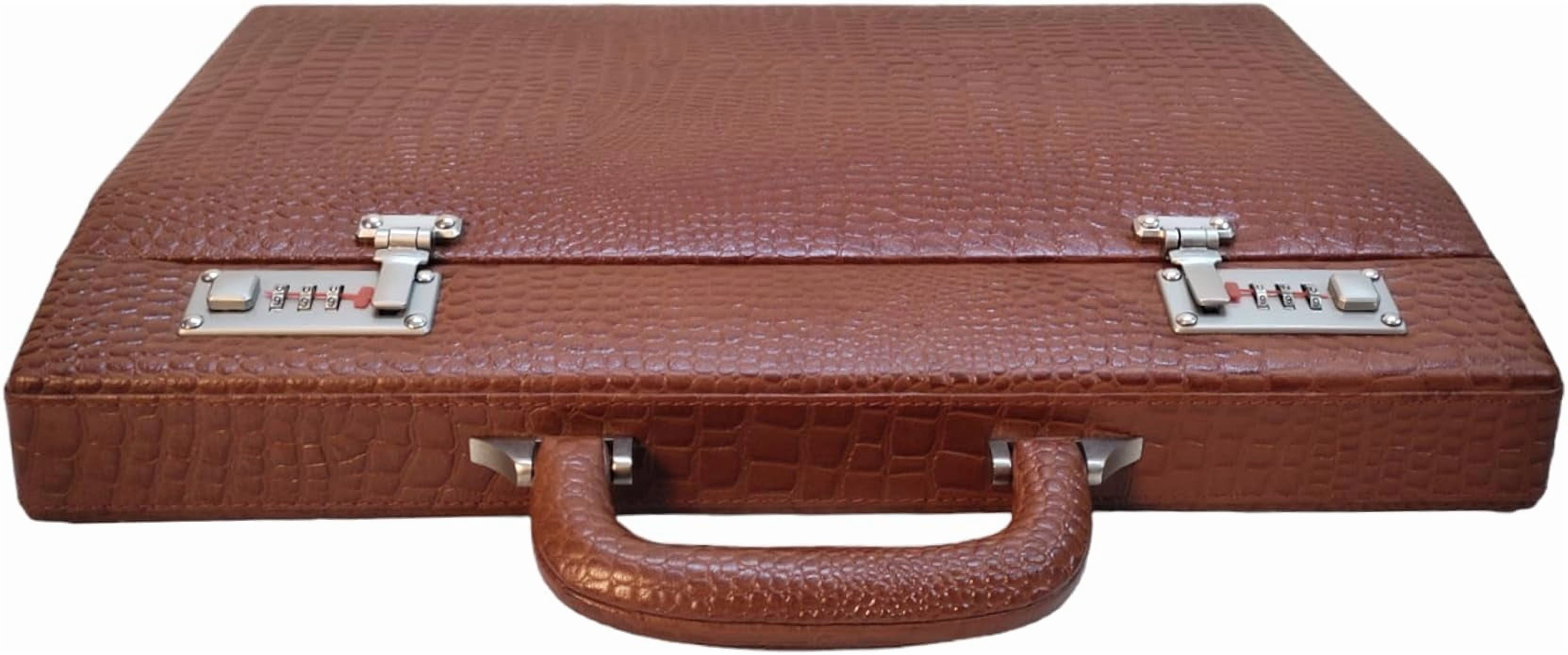 LINDSEY STREET Pure Leather Briefcase Executive Handbag for Men's Leather Attache Briefcase 14 Inch Laptop MacBook Carry Case