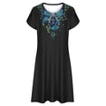 thumbnail image 4 of Viikei Womens Summer Dresses under $10,Women's Fit and Flare Short Sleeve Dress,Women's Casual Loose Summer Printed Short Sleeved Dress Black L, 4 of 5