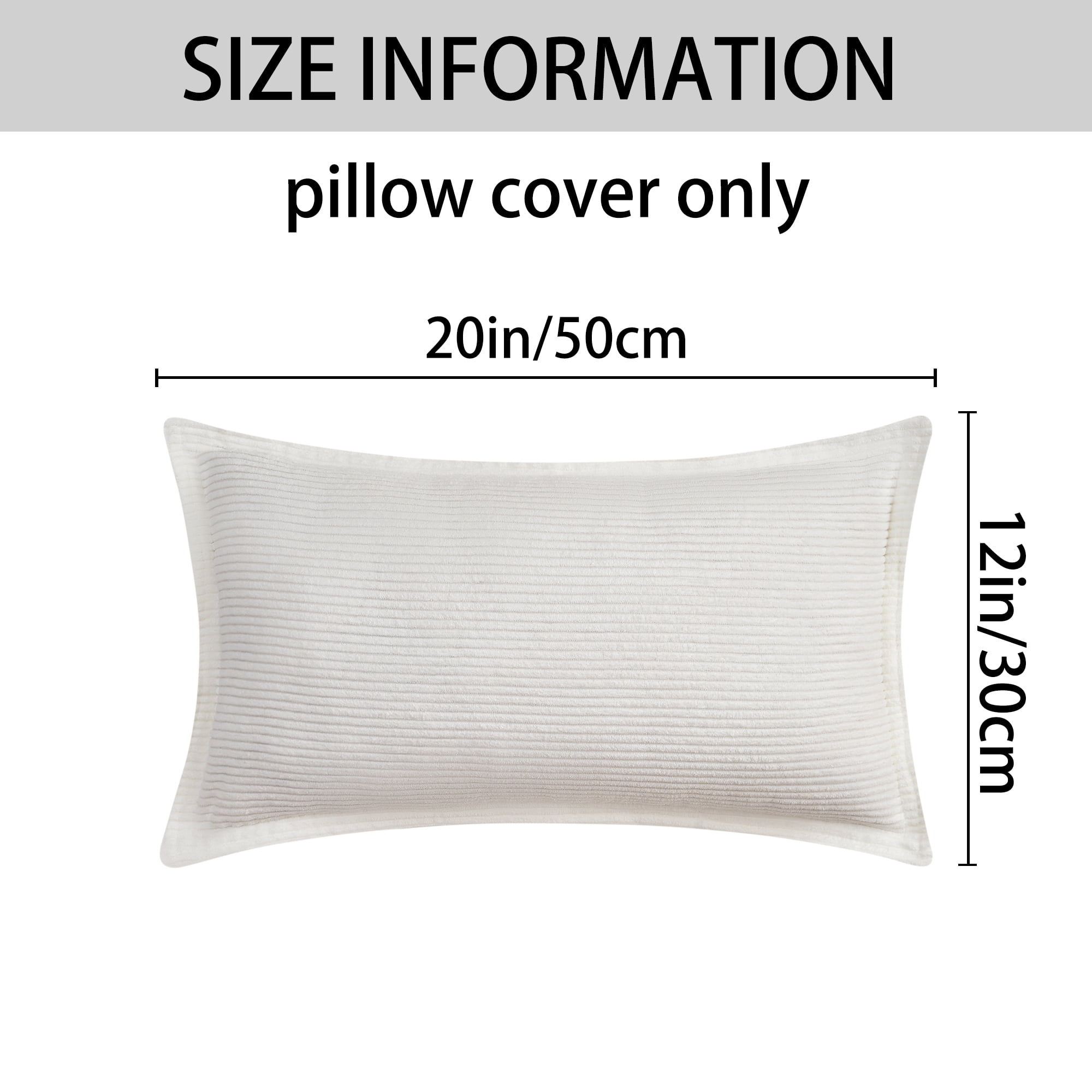 Unique Bargains 2Pcs Decorative Throw Pillow Covers for Couch Bed White 12" x 20"