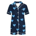 thumbnail image 4 of Babcutegg Summer Pajamas Set for Women Short Sleeve Casual Fashion Graphic Tops and Shorts Lounge Set Womens Sleepwear Blue Size M, 4 of 5