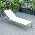 thumbnail image 5 of LeisureMod Outdoor Chaise Lounge Chair with a Square Fire Pit Table in Powder-Coated White Sling Fabric Seat Adjustable Reclining Positions for Backyard Marlin Collection Set of 2 in White, 5 of 20