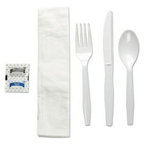 Six-Piece Cutlery Kit, Condiment/fork/knife/napkin/teaspoon, White, 250/carton | Bundle of 2 Cartons