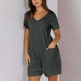 thumbnail image 6 of Short Sleeve Rompers for Women Loose Stretch Shorts Bodysuit Summer Casual Dressy T-Shirt Overalls, 6 of 6