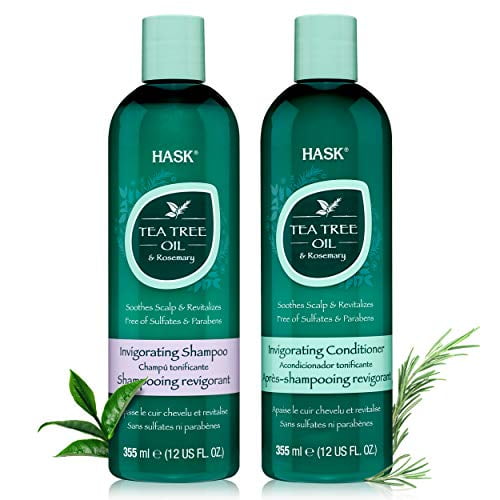 HASK TEA TREE OIL & ROSEMARY Invigorating Shampoo Conditioner Set for All Hair Types, Color Safe, Gluten-Free, Sulfate-Free, Paraben-Free, Cruelty-Free - 1 Shampoo and 1 Conditioner