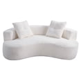 thumbnail image 5 of DEALTOPS 80" Curved Boucle Floor Sofa, 3-Seater Boneless Cloud Couch with 2 Pillows, No Assembly, Beige, 5 of 7
