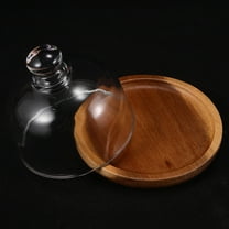 Raindrops Small Dessert Plate With Dome for Wedding and Party 8.5X8.5X3.1in 1Pack Wood and Glass