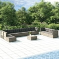 thumbnail image 1 of vidaXL 11 Piece Garden Lounge Set with Cushions Grey Poly Rattan, 1 of 5