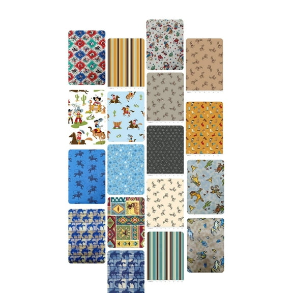 10 Fat Quarters - Assorted Children's Western Cowboy Fat Quarter Cotton Bundle