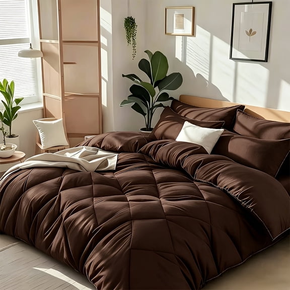 2pcs Twin Comforter Solid Color Rhombus Grid Bedding Set
