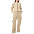 thumbnail image 3 of LEKODE Long Hoodie Workout Hoodies for Women Thermal Hoodies for Women Cute Fall Top Athletic Set Comfy Set Womens Athletic Sets Khaki L, 3 of 6