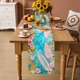 thumbnail image 2 of Coastal Beach Table Runner 70 Inches, Summer Tropical Plants Ocean Sea Waves Blue Bed Runner Dresser Scarves Tabletop for Indoor Outdoor Parties/Ceremony/Banquet, 13" x 70", 2 of 9