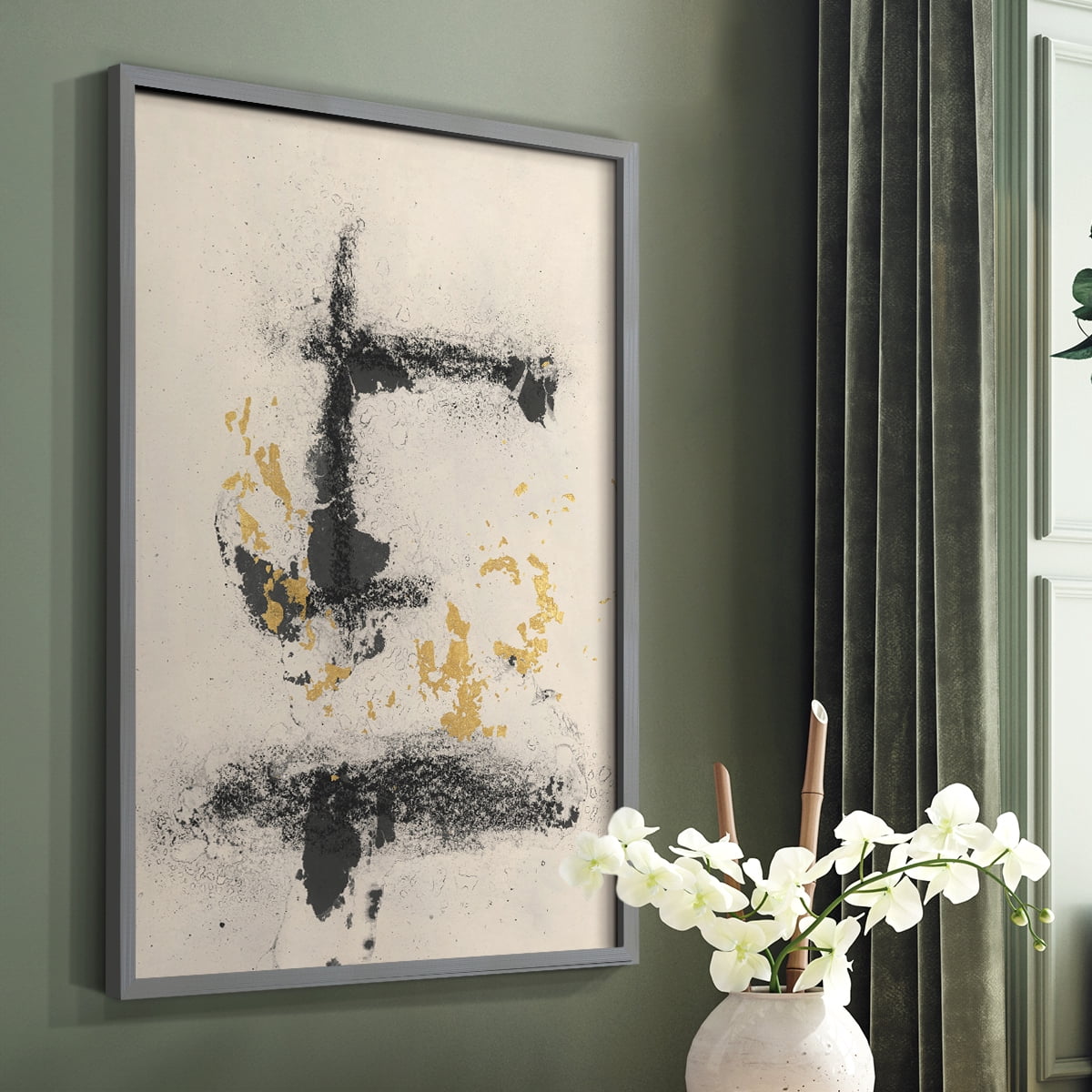 Charcoal Remnants II Framed Print in Gray Solid Wood Framed Print No Nail Hanging