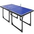 thumbnail image 1 of Soozier Table de Tennis de Table Compacte 6x3ft de Taille Moyenne Table de Ping-pong Familiale Multi-Usage Autoportante Pliante Bleu, 1 of 10