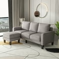 thumbnail image 6 of L-shaped Sectional Sofa Set with Convertible Ottoman, Modern Upholstered Sofa Couch with Padded Seat Cushion and Storage Space for Living Room Office, Beige, 6 of 7