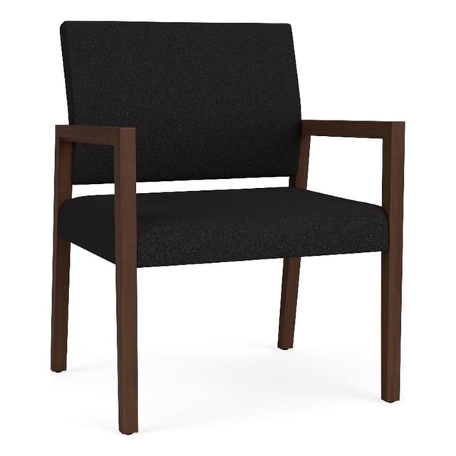 Pemberly Row Waiting Reception Wide Guest Chair Wood Frame in Black