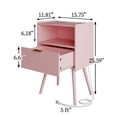 thumbnail image 2 of Mesa de noche Veegle rosa moderna con cajón y repisa de almacenamiento, 2 of 6