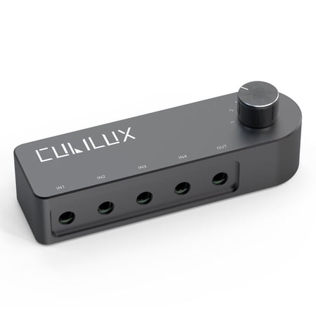 Cubilux Bidirectional 3.5mm Audio Switcher (1-in to 4-Out / 4-in to 1-Out), Stereo 1/8” Aux Selector Box for Speaker Headphones/Earphones, Audio Switch for Laptop Computer Smartphone Tablet