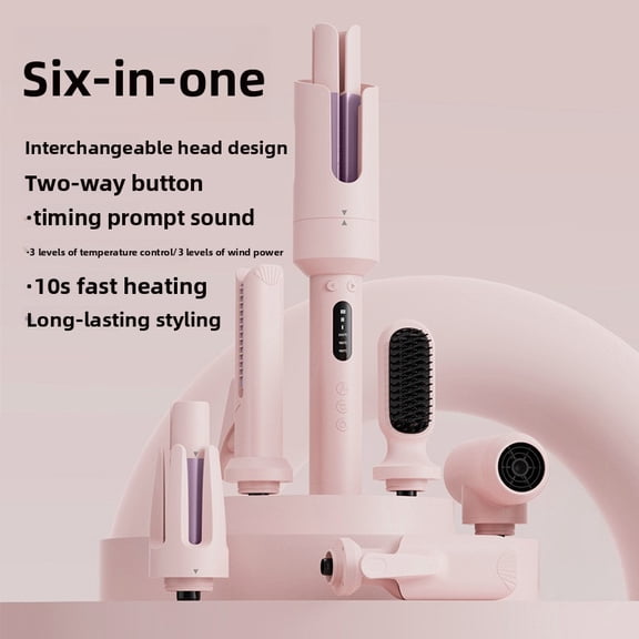 CNV Professional 6-in-1 Hair Styler and Dryer Kit, Multifunctional Curling Wand and Straightener Set for All Hair Types, Ionic Blow Dryer with Styling Brush