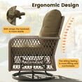 thumbnail image 4 of ELPOSUN 3-Piece Patio Furniture Set, Outdoor Wicker Swivel Glider Chair with Glass Top Table and Cushions, Brown, 4 of 8