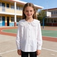 thumbnail image 3 of Gytharion Kids Button Down Shirts for Girls 3-14 Years, Elegant Ruffle Lace Trim Collar Dressy Blouse Little Girls White Long Sleeve School Uniform Tops, 3 of 8