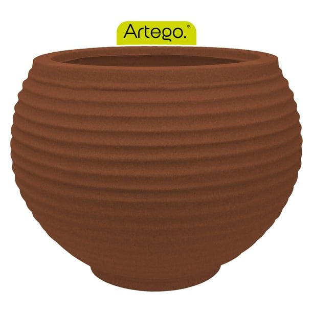 Maceta moderna para exteriores 24 cm de alto x 34 cm de ancho HACIENDA color terracota de Polietileno ultra ligera Artego Japi Hecho en Brasil