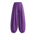 thumbnail image 7 of Lumtrix Cotton Linen Harem Pants Women Balloon Trouser Wide Leg Baggy Pants | Drawstring Elastic Waist Lantern Pants With Pockets Purple L, 7 of 7