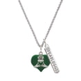 thumbnail image 1 of Delight Jewelry Silvertone Large 2-D Claddagh on Green Heart Silvertone Fearless Bar Charm Necklace, 23", 1 of 4